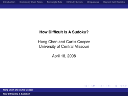 How Difficult Is A Sudoku? - University of Central Missouri