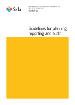 Guidelines for planning, reporting and audit