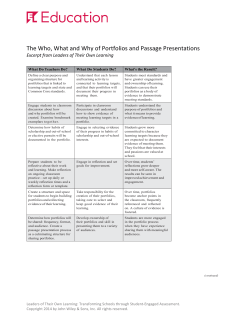 The Who, What and Why of Portfolios and Passage