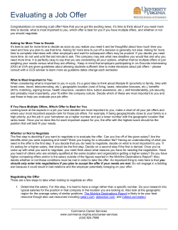 Evaluating a Job Offer - McIntire School of Commerce