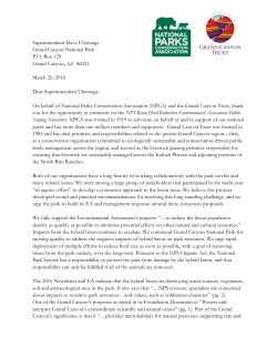 Superintendent Dave Uberuaga Grand Canyon National Park P.O.