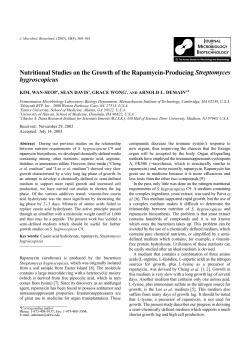 Nutritional Studies on the Growth of the Rapamycin