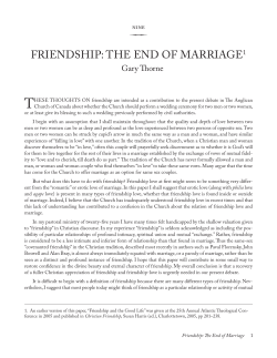 Friendship: the end oF Marriage