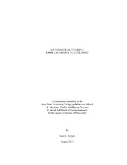 MATHEMATICAL THINKING: FROM CACOPHONY TO