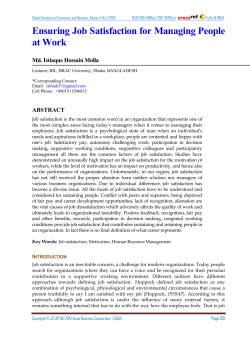 Ensuring Job Satisfaction for Managing People at Work