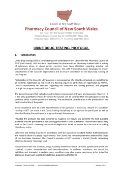 Urine Drug Testing &ndash; The Council`s Protocol