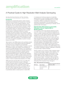 A Practical Guide to High Resolution Melt Analysis - Bio-Rad