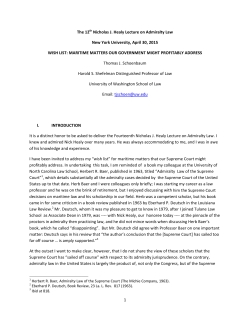 1 The 12th Nicholas J. Healy Lecture on Admiralty Law New York