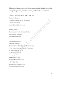 Horizontal transmission and measles vaccine