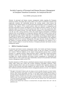 Socialist Legacies of Personnel and Human