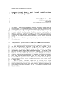 Propositional Logic and Formal Codification of