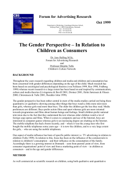 The Gender Perspective in Relation to Children as