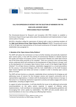Call for Expression of Interest For The Selection of Members For The