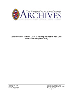 General Council Archives Guide to Holdings Related to West China
