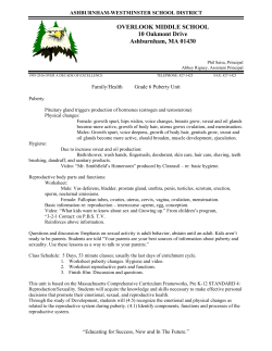 Grade 6 Family Health Puberty Unit Information