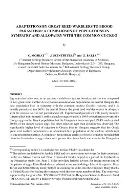 adaptations by great reed warblers to brood parasitism