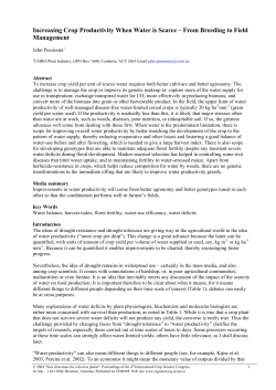 Increasing Crop Productivity When Water is Scarce &ndash; From Breeding