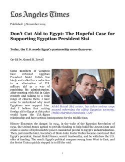 Don`t Cut Aid to Egypt: The Hopeful Case for