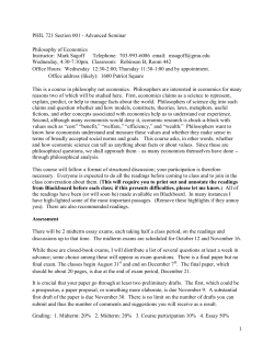 Advanced Seminar Philosophy of Economics Instructor: Mark Sagoff