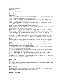 Children of the Bible Lesson 6 Samuel&mdash;a Child of Destiny Lesson