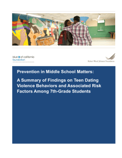 Prevention in Middle School Matters: A Summary of Findings on