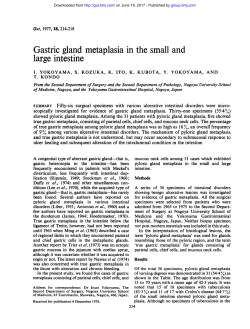 Gastric gland metaplasia in the small and large intestine