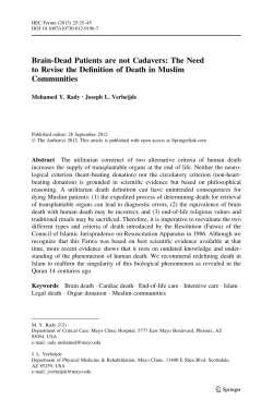 Brain-Dead Patients are not Cadavers: The Need to Revise the