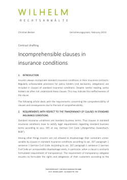 Incomprehensible clauses in insurance conditions