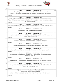 Christmas Quiz Sheet 2015