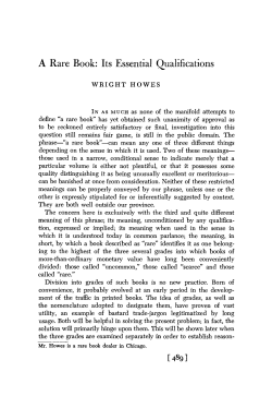 A Rare Book: Its Essential Qualifications