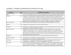 Summary of Definitions of Continuity of Care