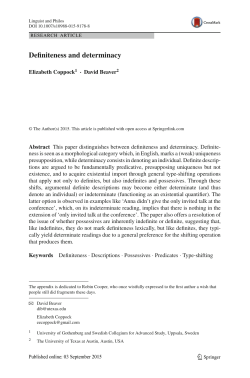 Definiteness and determinacy