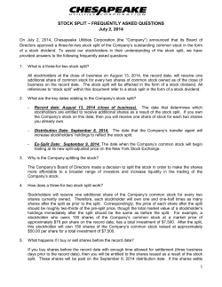 STOCK SPLIT - Chesapeake Utilities Corporation