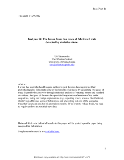 Just post it: The lesson from two cases of fabricated data detected by