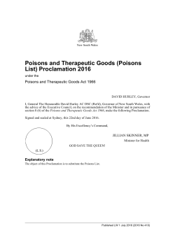 Poisons and Therapeutic Goods (Poisons List) Proclamation 2016