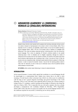 o advanced learners` l1 (swedish) versus l2 (english) inferencing