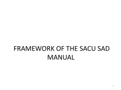 Framework of the SACU SAD Manual
