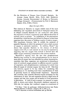 On the Evolution of Oxygen from Coloured Bacteria.