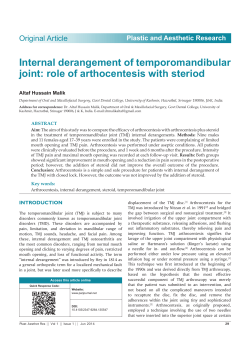 Internal derangement of temporomandibular joint: role of