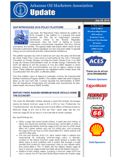 July 29, 2016 GOP INTRODUCES 2016 POLICY PLATFORM