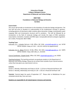 MBG*2040, Course Outline, Fall 2016