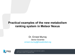 Practical examples of the new metabolism ranking system in Meteor