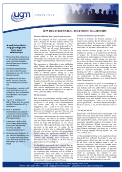 how to succeed in china:build strong relationships
