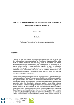 are start-up ecosystems the same? typology of start