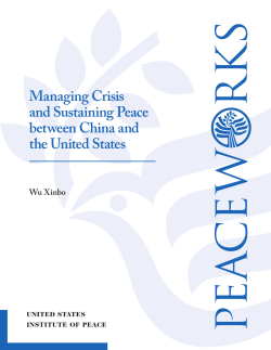 Managing Crisis and Sustaining Peace between China and the