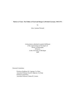 Matters of Taste: The Politics of Food and Hunger in
