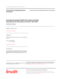 Movement at the University of Toronto, 1920-1965