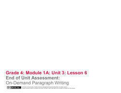 Grade 4: Module 1A: Unit 3: Lesson 6 End of Unit