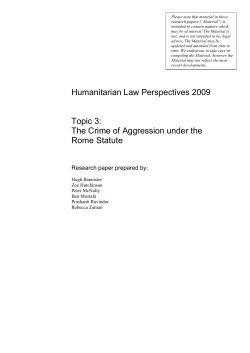 The Crime of Aggression under the Rome Statute