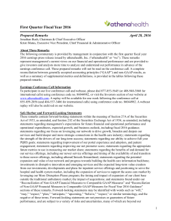 First Quarter Fiscal Year 2016